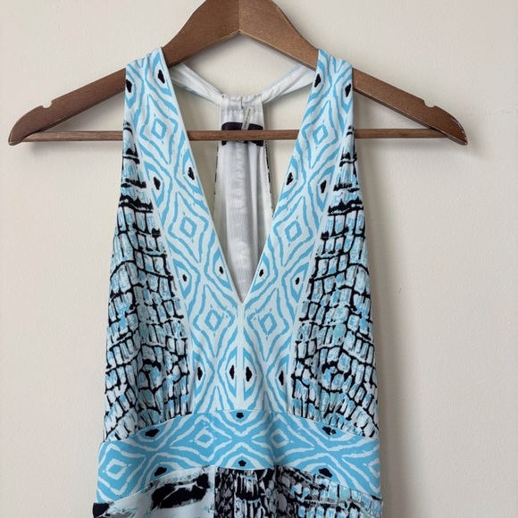 Hale Bob Adelaide Halter Blue Snake Print Dress Small - Picture 3 of 9
